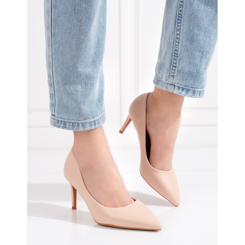 Shelovet kvinnors höga klackar beige klassiker 1