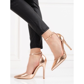 Kvinnors Shelovet gyllene klackar fäst runt ankeln 1