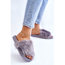 PM1 Grå Allyson gummiflip flops med päls 2
