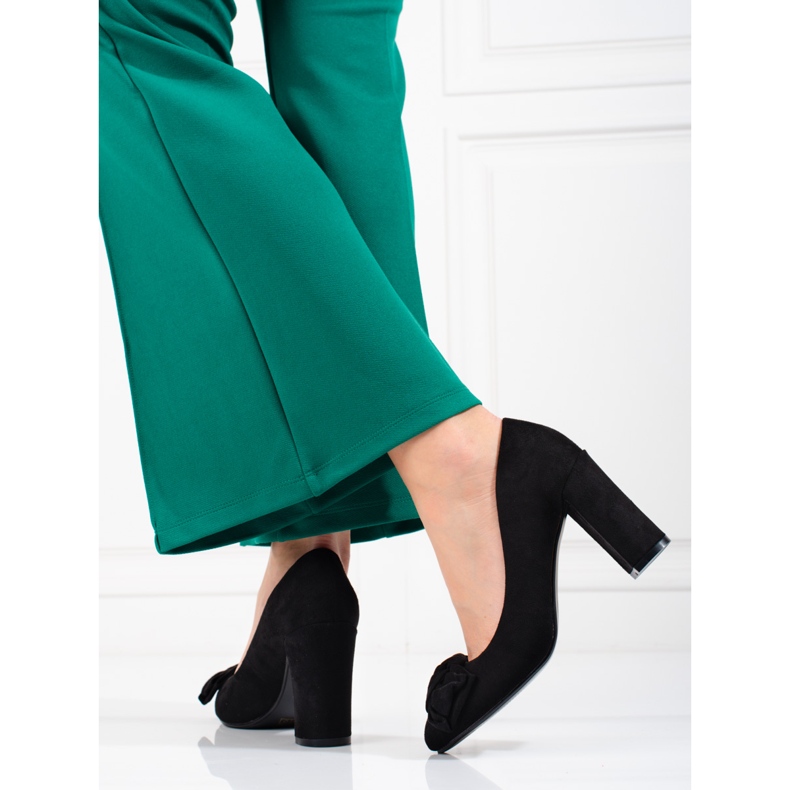 Shelovet kvinnors pumps på stolpen med en rosett svart 2