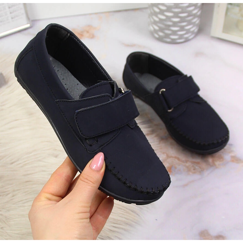 Pojkmockasiner med kardborre marinblå Kornecki 6804 1