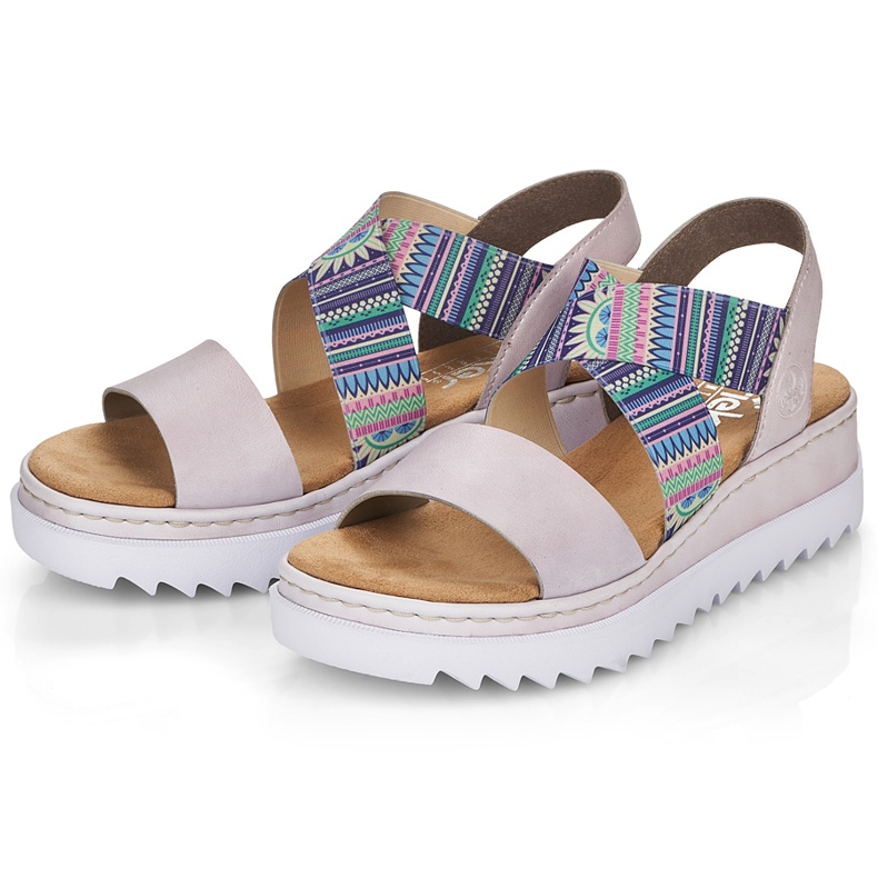 Damsandaler med färgade resår Rieker V44G8-30 mångfärgad 2