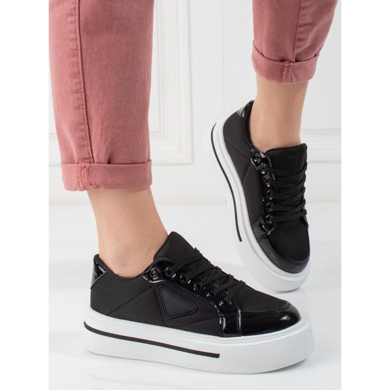 Shelovet svarta platåsportskor för kvinnor 2