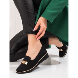 Lätta damskor Shelovet med gulddekor i mocka svart 2