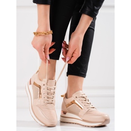 Fashionabla beige Shelovet-sneakers för kvinnor 1