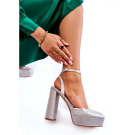 Kvinnors glittersandaler på silverposten silver- 3