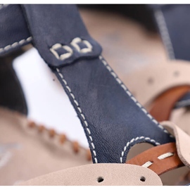 Bekväma platta damsandaler med kardborre Rieker M1655-14 beige 1