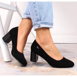 Dampumps i svart mocka med dekorativa klackar Sergio Leone PB178 1