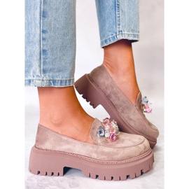 PA1 Stefani Khaki pärlstav plattform loafers beige 1