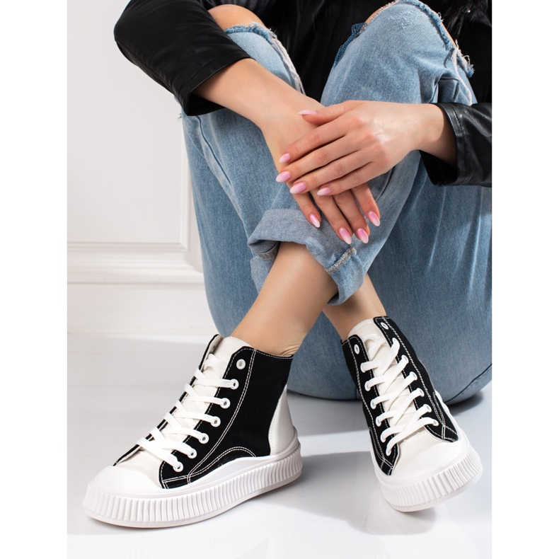 Shelovet damsneakers höga vita och svarta 1