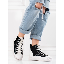 Shelovet damsneakers höga vita och svarta 2