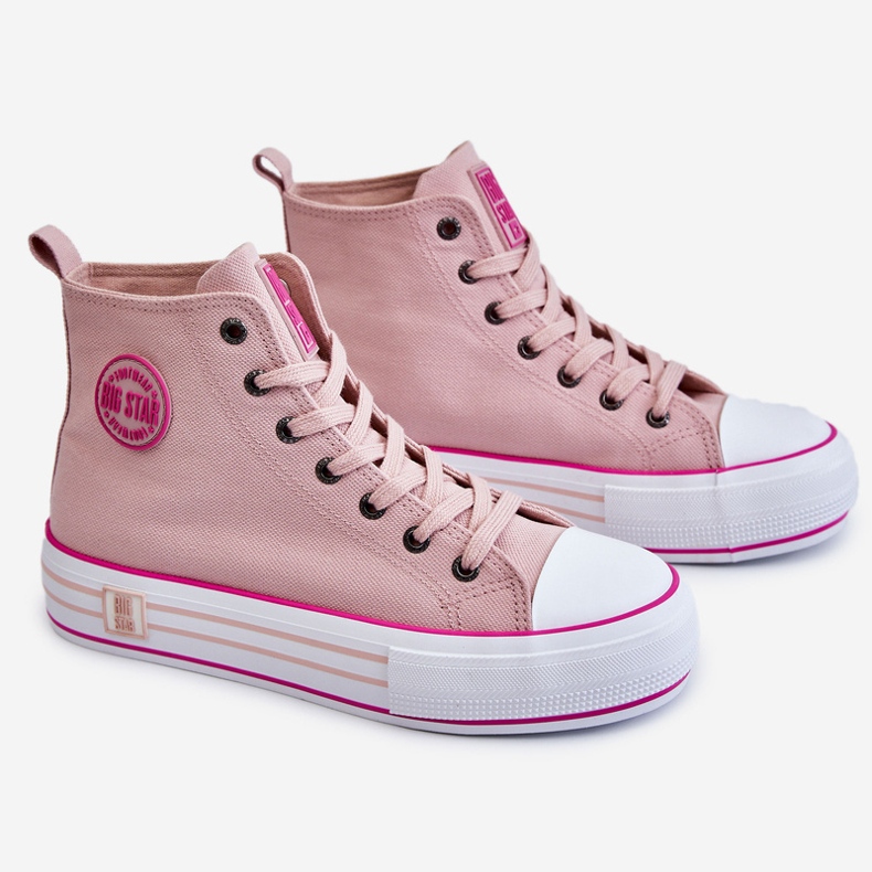 High Textile Platform Sneakers för kvinnor Big Star LL274186 Rosa 1