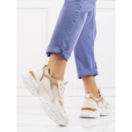 Beige Shelovet plattformssneakers för kvinnor orange 2