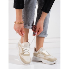 Shelovet beige damsportskor med snörning 2