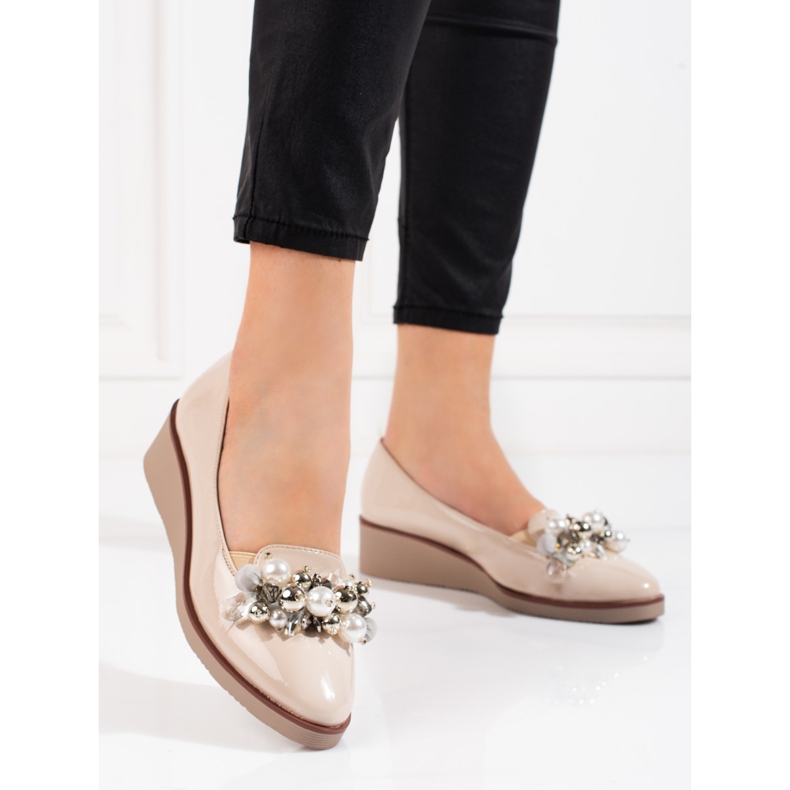 W. Potocki Potocki dampumps med beige kilar 1