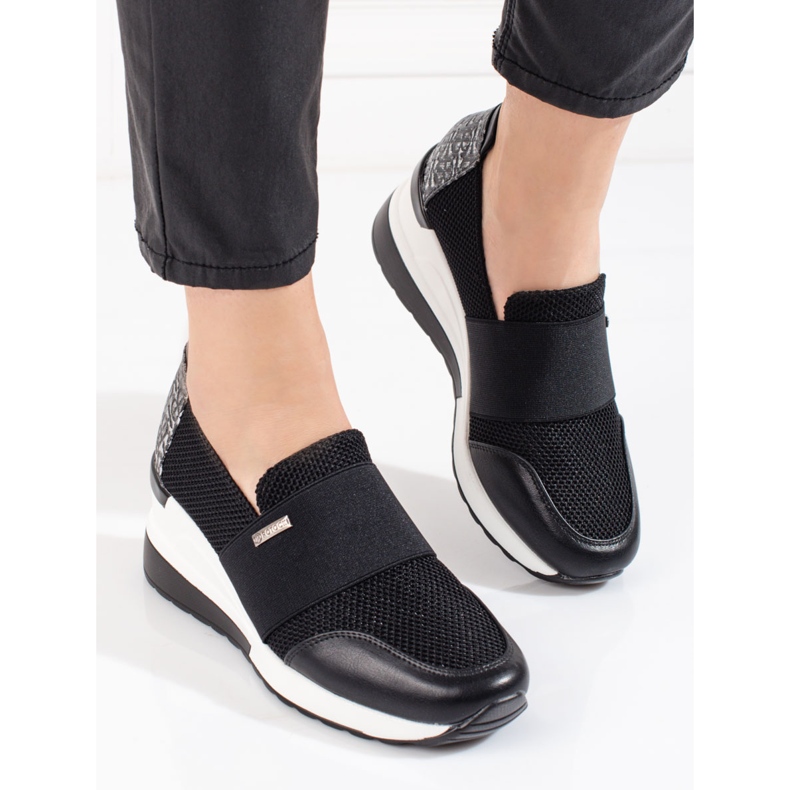 W. Potocki Potocki wedge svarta sneakers för kvinnor 1