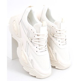 Beige damsportskor med hög sula 2