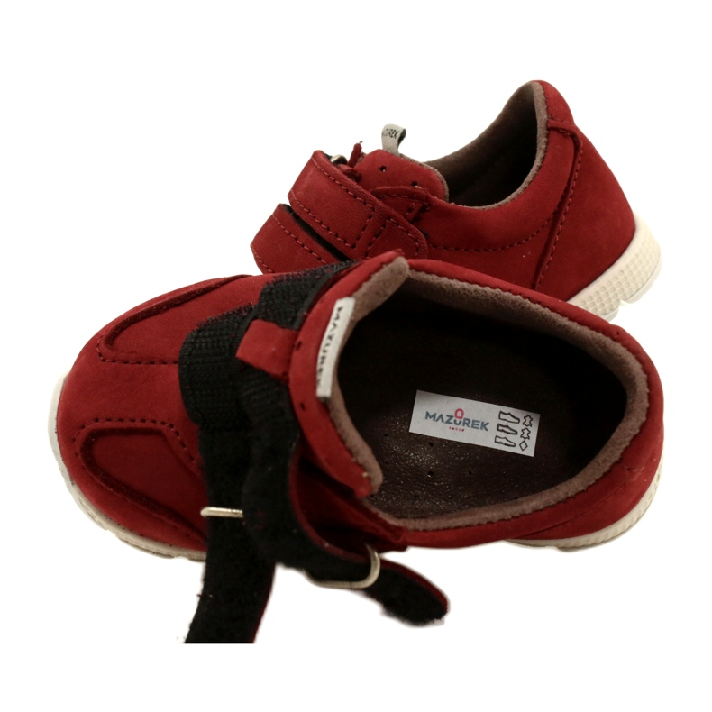 Casual Leather Children's Shoes Mazurek 1362 Röd kardborrband 5