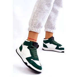Höga damsportskor, sneakers, vita och gröna 2