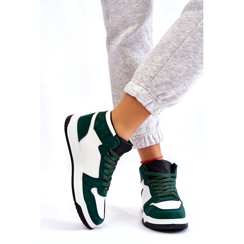 Höga damsportskor, sneakers, vita och gröna 3