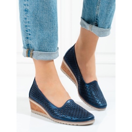 W. Potocki Genombrutna pumps för kvinnor Potocki marinblå 1