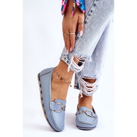 PS1 Läder Loafers för kvinnor Ljusblå Downtown 2