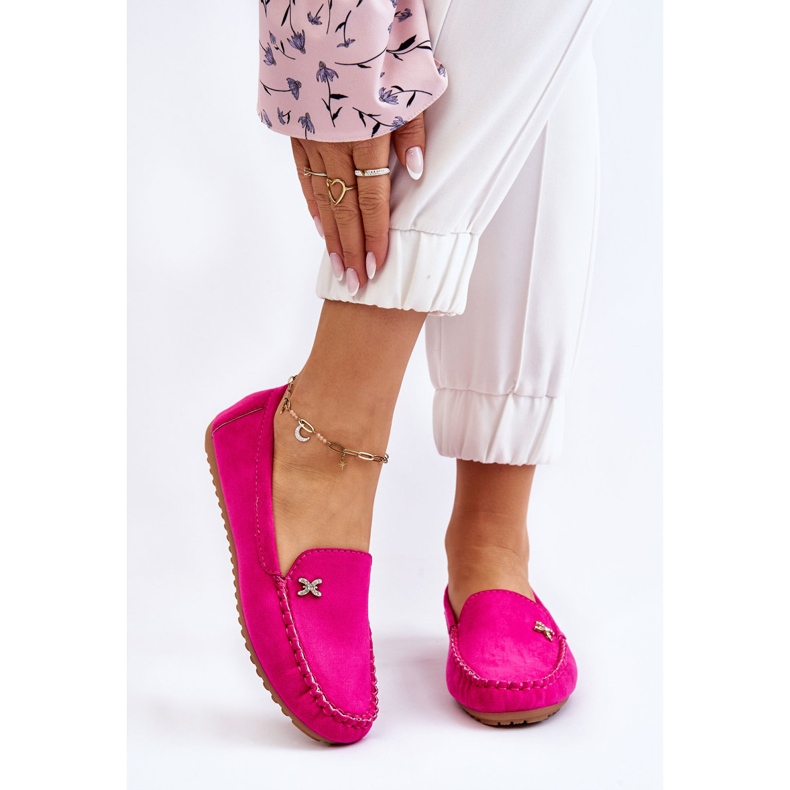Loafers i mocka för kvinnor med Fuchsia Leah-utsmyckning rosa 1
