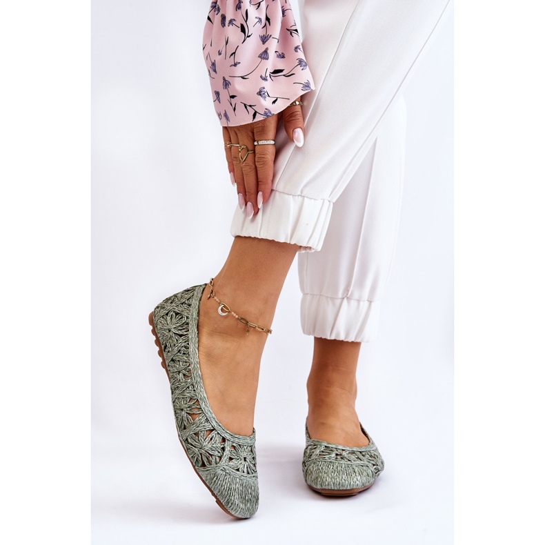 PS1 Genombrutna Fashionabla Ballerinas Grön Thiago 1