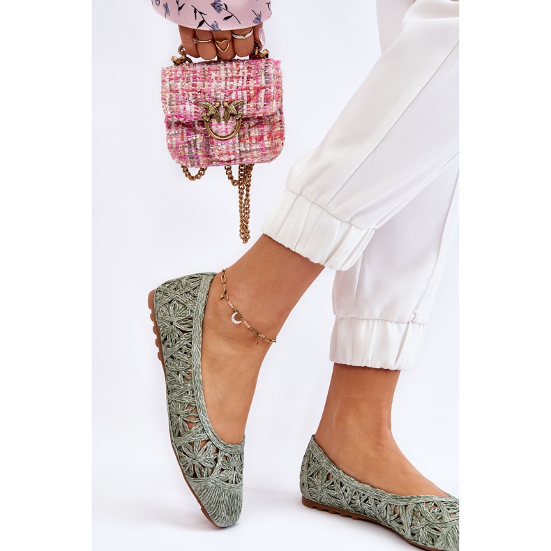 PS1 Genombrutna Fashionabla Ballerinas Grön Thiago 2