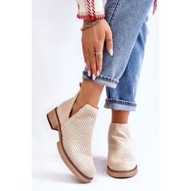 PS1 Angie Mocka genombrutna stövlar med platt klack Beige 2