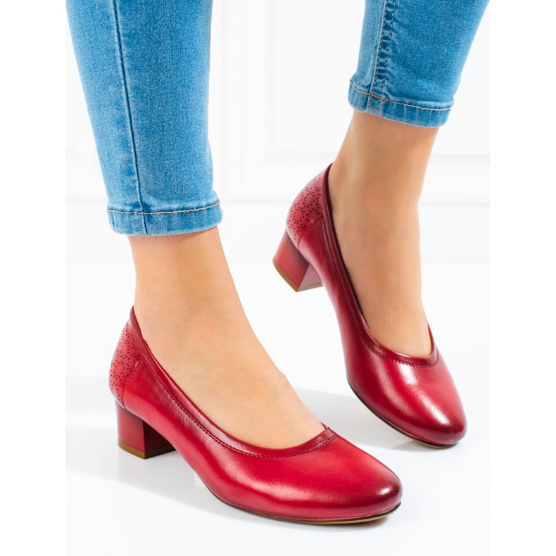 W. Potocki Kvinnors lågklackade pumps Potocki röd 1