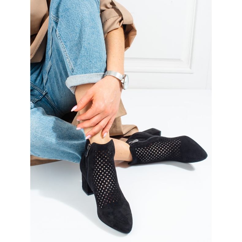 Genombrutna stövlar för kvinnor med låg klack Vinceza svart 2