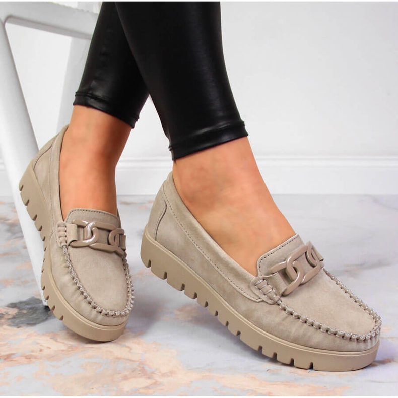 Skinnmockasiner för kvinnor på den beige plattformen Filippo DP3334 1