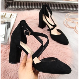 Svarta damsandaler på stolpen Sergio Leone SK863 2