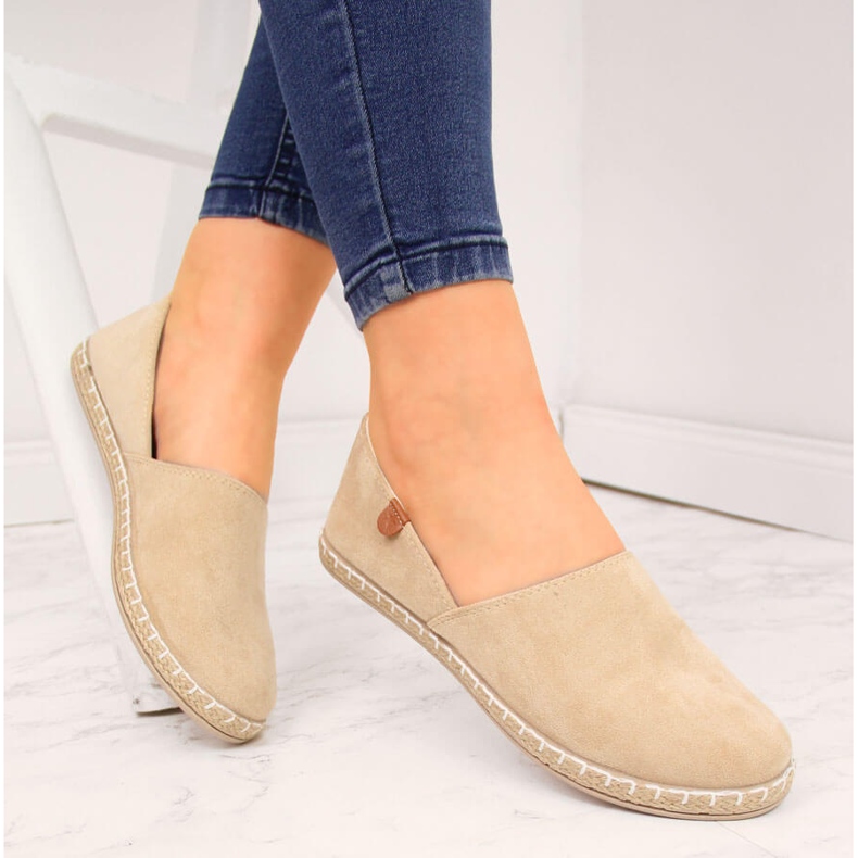 News Utskurna espadrillor för kvinnor beige mocka NYHETER 20TX02-2416 1