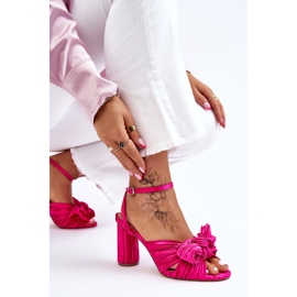 Fashionabla sandaler med höghöjda bågar fuchsia rosa 6
