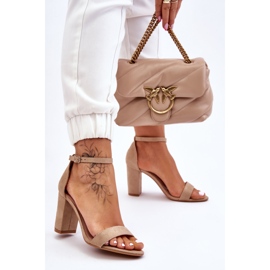 PS1 Klassiska Amina Beige Sandaler med mockaklack brun 2