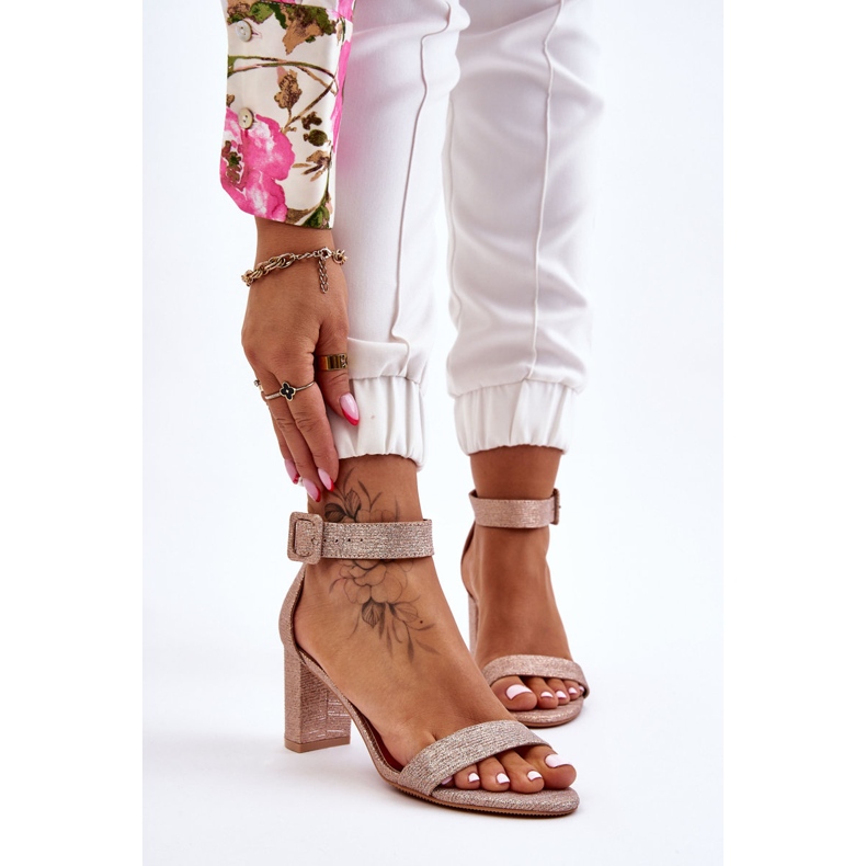 Glansiga högklackade sandaler Rose Gold Maxim rosa 1