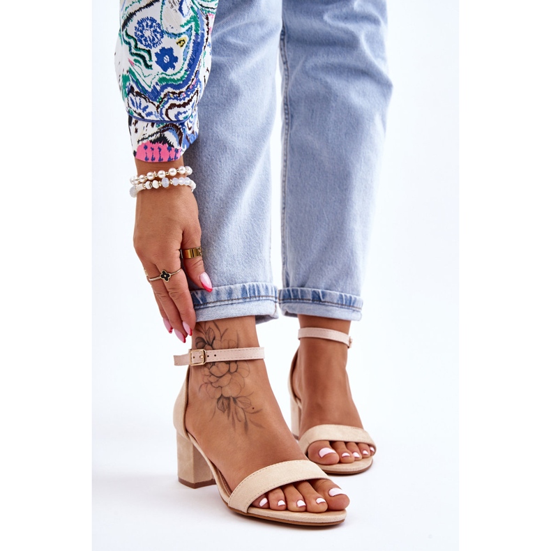 PS1 Quincy beige mocka sandaler med låg klack brun 1