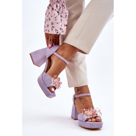 PS1 Fashionabla sandaler med kristaller på massiva klackar Lila Garrett violett 2