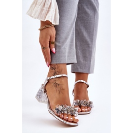 S.Barski Damsandaler På Låg Klack Med Ornament Silver Benicio 1