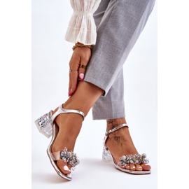 S.Barski Damsandaler På Låg Klack Med Ornament Silver Benicio 2