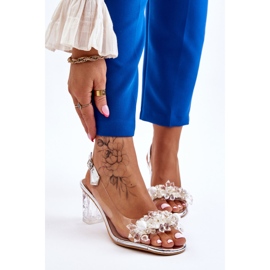 S.Barski Fashionabla sandaler med pärlor Silver Terrance 1