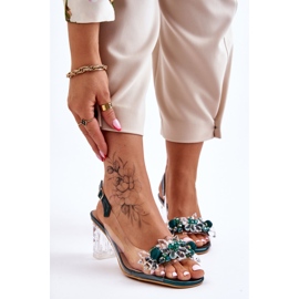 S.Barski Fashionabla Sandaler Med Gröna Terrance Pärlor 1