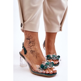 S.Barski Fashionabla Sandaler Med Gröna Terrance Pärlor 2
