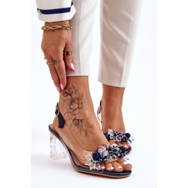 S.Barski Fashionabla sandaler med pärlor Marinblå Terrance 2