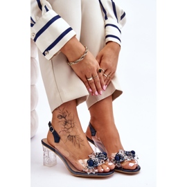 S.Barski Fashionabla sandaler med pärlor Marinblå Terrance 1