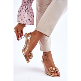 S.Barski Eleganta genomskinliga sandaler med gyllene lila dekoration 2