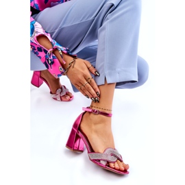 PA1 Lågklackade sandaler med Fuchsia Monra Strass rosa 3