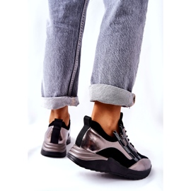 POTOCKI Läder Metallic Sports Sneakers Svart och Silver 4